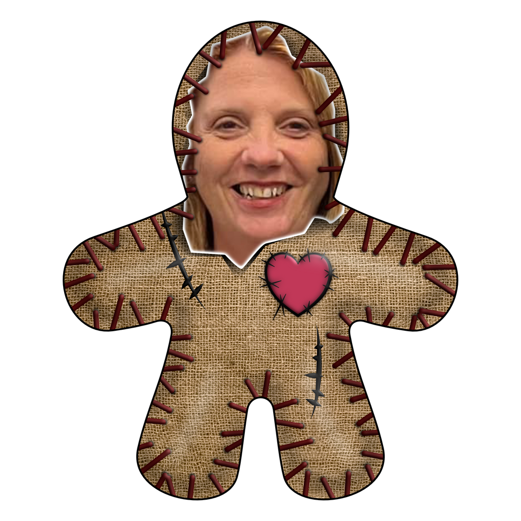 Voodoo style doll in Hessian print design